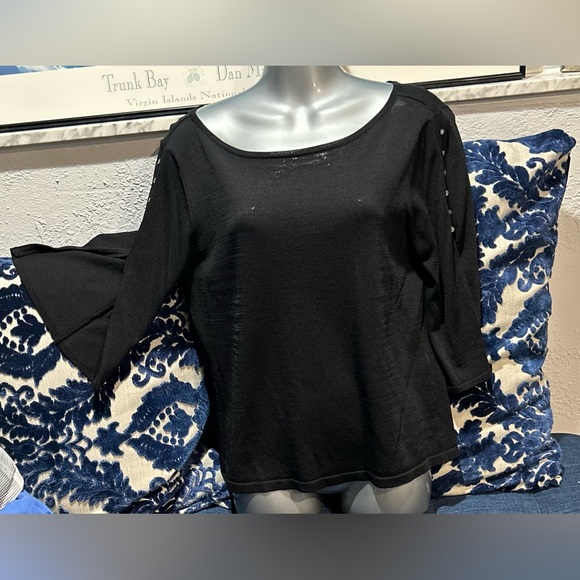 Anne Klein boat neck open split sleeve lightweight sweater Petite 8 vintage - Picture 11 of 15